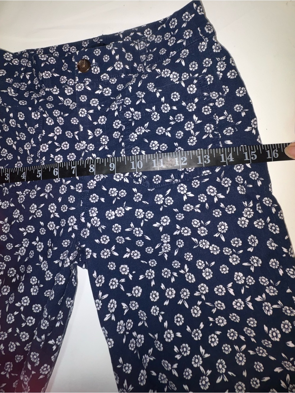 J.Crew Lizzie high-rise wide-leg pants navy blue white floral print size 24 - Picture 7 of 13